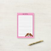 Cavalier King Charles Spaniel Puppy Dog Roze Post-it® Notes (Op bureau)