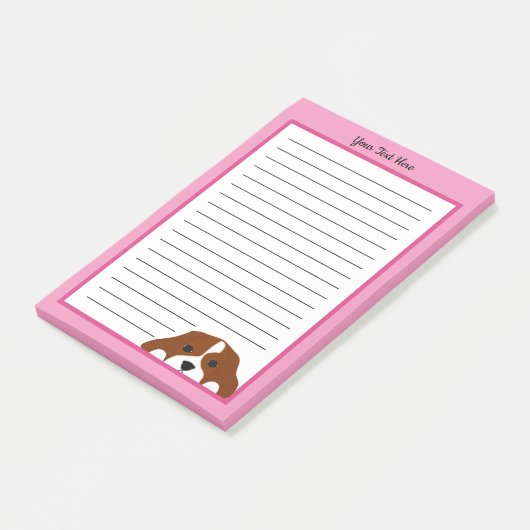 Cavalier King Charles Spaniel Puppy Dog Roze Post-it® Notes (Schuin)