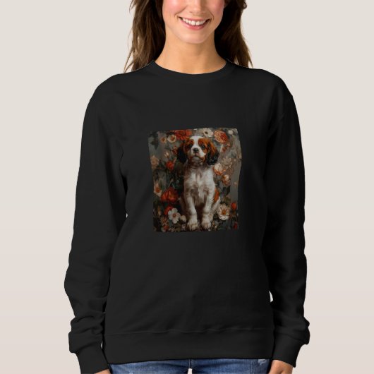 Cavalier King Charles Spaniel Puppy Flowers Graphi Trui (Voorkant)