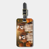 Cavalier King Charles Spaniel Puppy Herfst Pompoen Bagagelabel (Voorkant verticaal)