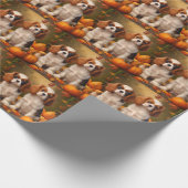 Cavalier King Charles Spaniel Puppy Herfst Pompoen Cadeaupapier (Hoek)