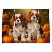 Cavalier King Charles Spaniel Puppy Herfst Pompoen Groot Cadeauzakje (Voorkant)