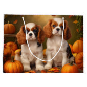 Cavalier King Charles Spaniel Puppy Herfst Pompoen Groot Cadeauzakje (Achterkant)
