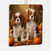 Cavalier King Charles Spaniel Puppy Herfst Pompoen Keramisch Ornament (Rechts)