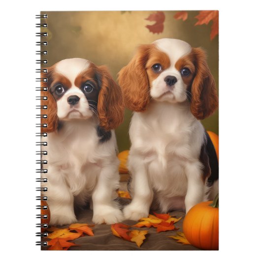 Cavalier King Charles Spaniel Puppy Herfst Pompoen Notitieboek (Voorkant)