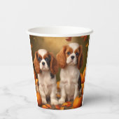Cavalier King Charles Spaniel Puppy Herfst Pompoen Papieren Bekers (Achterkant)