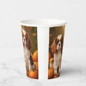 Cavalier King Charles Spaniel Puppy Herfst Pompoen Papieren Bekers (Rechts)