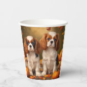 Cavalier King Charles Spaniel Puppy Herfst Pompoen Papieren Bekers (Voorkant)