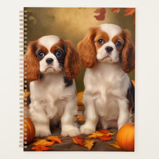 Cavalier King Charles Spaniel Puppy Herfst Pompoen Planner (Voorkant)