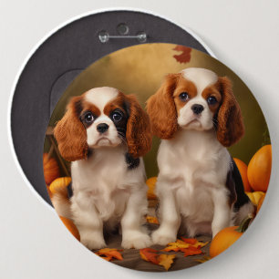 Cavalier King Charles Spaniel Puppy Herfst Pompoen Ronde Button 6,0 Cm