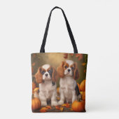 Cavalier King Charles Spaniel Puppy Herfst Pompoen Tote Bag (Achterkant)