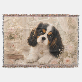 Cavalier King Charles Spaniel Puppy in Zacht Roze Deken