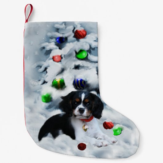 Cavalier King Charles Spaniel Puppy Kerstmis Kleine Kerstsok (Voorkant)