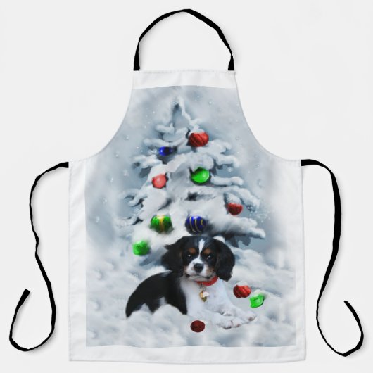 Cavalier King Charles Spaniel Puppy Kerstmis Schort (Voorkant)