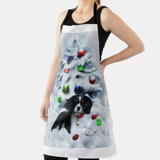 Cavalier King Charles Spaniel Puppy Kerstmis Schort (Insitu)