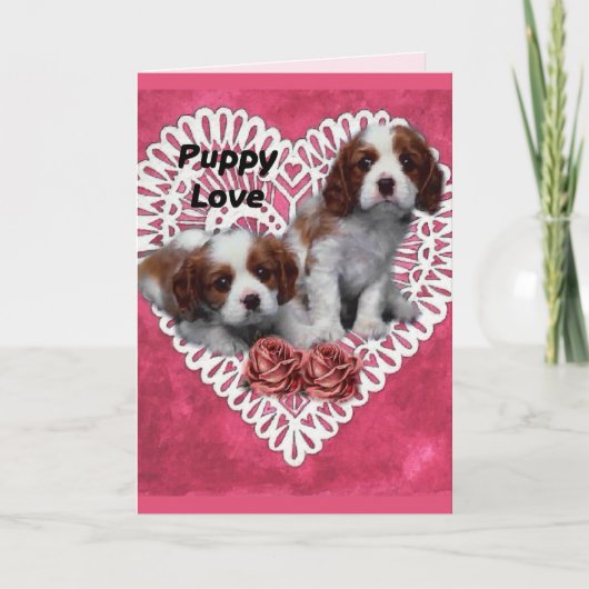 Cavalier King Charles Spaniel Puppy Love Feestdagen Kaart (Voorkant)