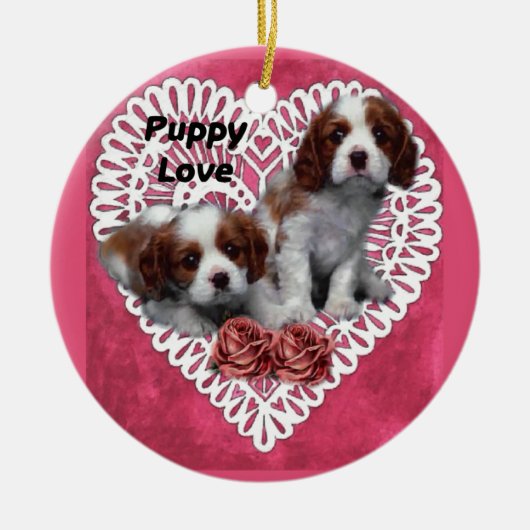 Cavalier King Charles Spaniel Puppy Love Keramisch Ornament (Voorkant)
