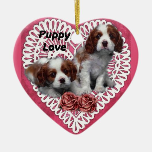 Cavalier King Charles Spaniel Puppy Love Keramisch Ornament (Voorkant)