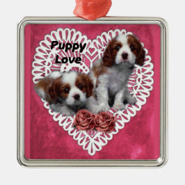 Cavalier King Charles Spaniel Puppy Love Metalen Ornament