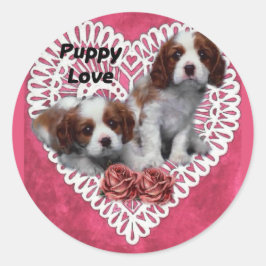 Cavalier King Charles Spaniel Puppy Love Ronde Sticker