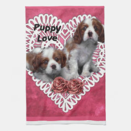 Cavalier King Charles Spaniel Puppy Love Theedoek