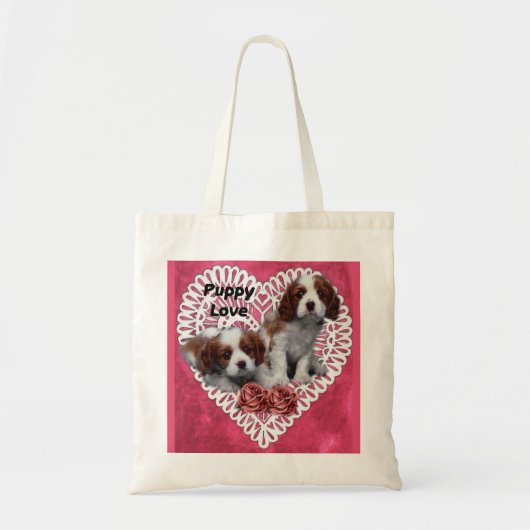 Cavalier King Charles Spaniel Puppy Love Tote Bag (Voorkant)
