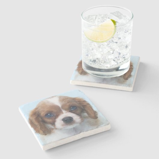 Cavalier King Charles Spaniel Puppy Stenen Onderzetter (Zijkant)