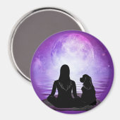 Cavalier King Charles Spaniel Purple Moon Art Magneet (Voorkant / Achterkant)