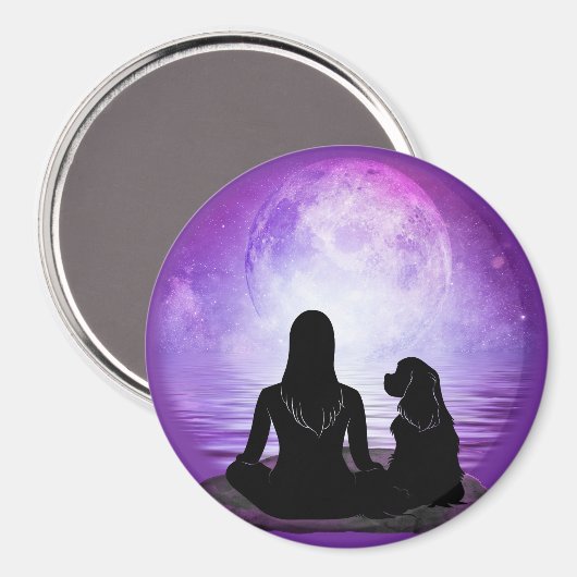 Cavalier King Charles Spaniel Purple Moon Art Magneet (Voorkant / Achterkant)