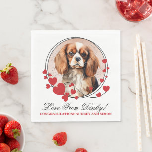 Cavalier King Charles Spaniel Red Heart Lijst Servet