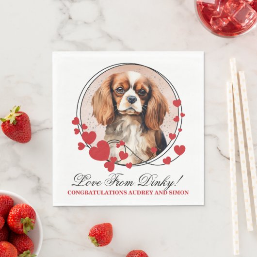 Cavalier King Charles Spaniel Red Heart Lijst Servet (Insitu)