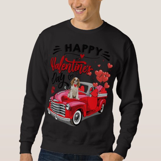 Cavalier King Charles Spaniel Red Truck Happy Vale Trui (Voorkant)