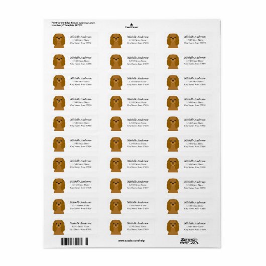 Cavalier King Charles Spaniel Return Address Label (Full Sheet)