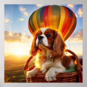 Cavalier King Charles Spaniel Riding a Hot Ballon Poster (Voorkant)