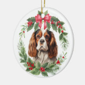 Cavalier King Charles Spaniel Rode Boog Holly kran Keramisch Ornament (Links)