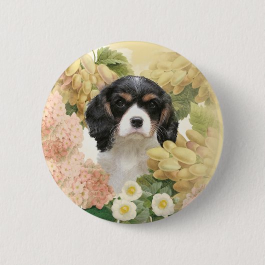 Cavalier King Charles Spaniel Ronde Button 5,7 Cm (Voorkant)