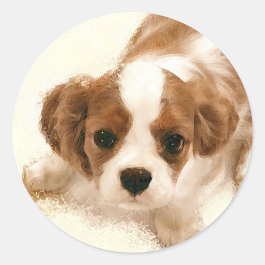 Cavalier King Charles Spaniel Ronde Sticker (Voorkant)