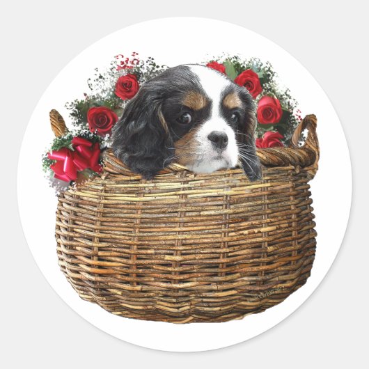 Cavalier King Charles Spaniel Ronde Sticker (Voorkant)