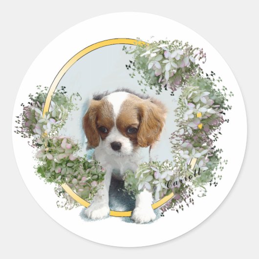 Cavalier King Charles Spaniel Ronde Sticker (Voorkant)