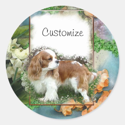 Cavalier King Charles Spaniel Ronde Sticker (Voorkant)