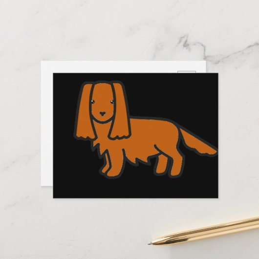 Cavalier King Charles Spaniel Ruby cartoon Briefkaart (Voorkant / Achterkant in situ)