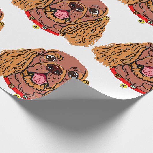 Cavalier King Charles Spaniel Ruby cartoon Cadeaupapier (Hoek)