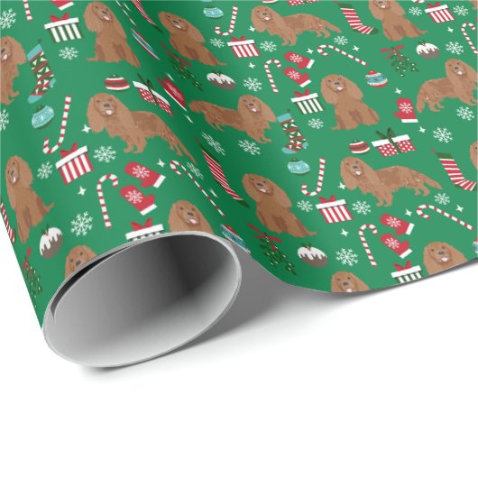 Cavalier King Charles Spaniel Ruby Kerstmis Cadeaupapier (Rol Hoek)