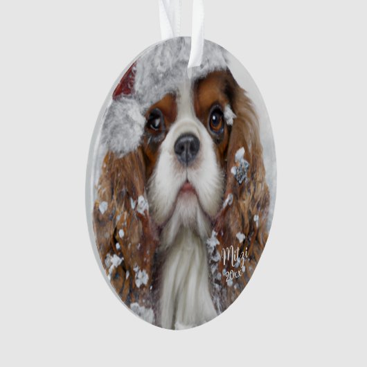 Cavalier King Charles Spaniel, Santa Dog Ornament (voorkant)