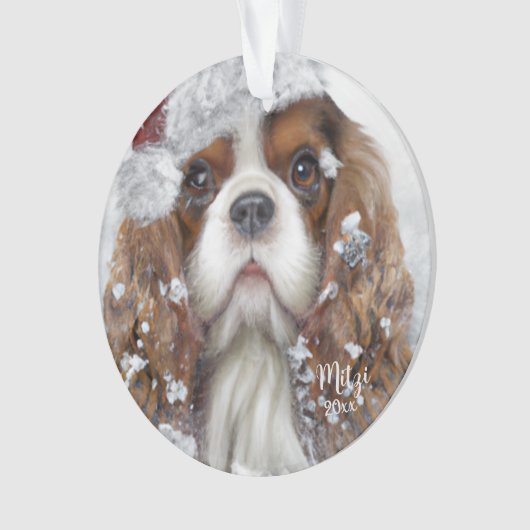 Cavalier King Charles Spaniel, Santa Dog Ornament (voorkant)