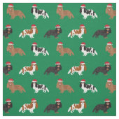 Cavalier King Charles Spaniel santa green Stof (Swatch)