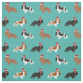 Cavalier King Charles Spaniel santa turquoise Stof (Swatch)