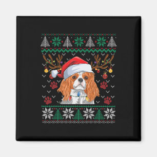 Cavalier King Charles Spaniel Santa Ugly Sweater L Magneet