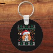 Cavalier King Charles Spaniel Santa Ugly Sweater L Sleutelhanger (Voorkant)