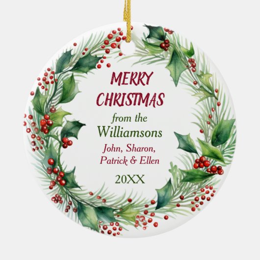 Cavalier King Charles Spaniel Santa Wreath Keramisch Ornament (Achterkant)